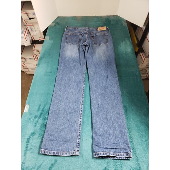 Levis 505 Jeans Size 6 Long Womens Blue Stretch Pants Denim Mid Rise Straight - Picture 9 of 13